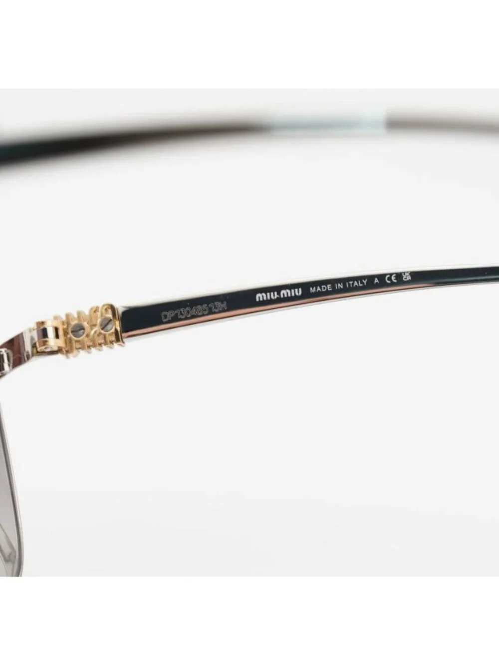 Miu Miu MU A57S 1BC30S Sunglasses Gold Square Frame, Grey Gradient Lenses